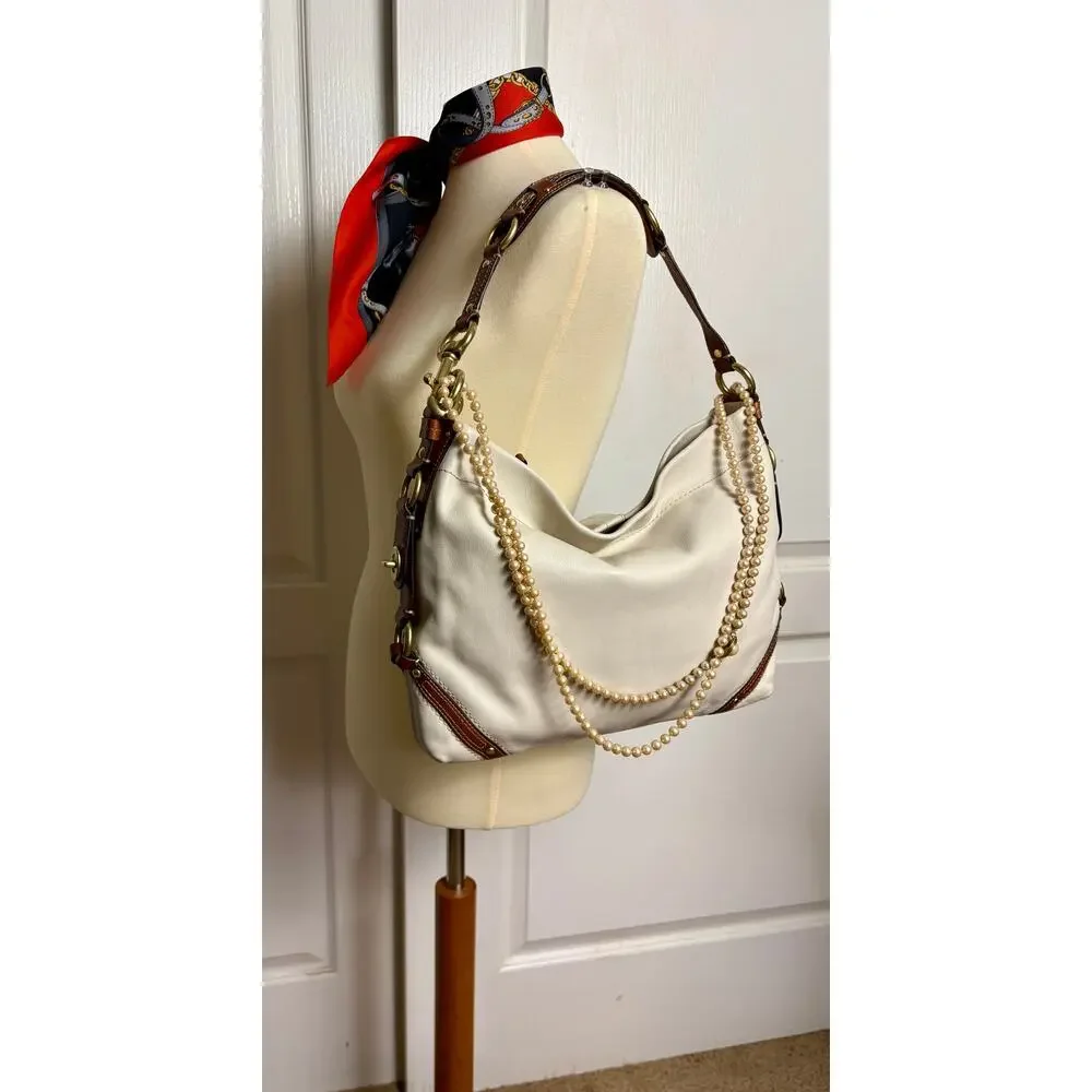Coach Vintage Y2K Carly Hobo in Parchment with Chain